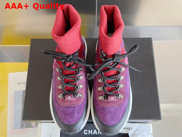 Chanel Sneakers Suede Calfskin and Knit Dark Purple and Burgundy G45204 Replica