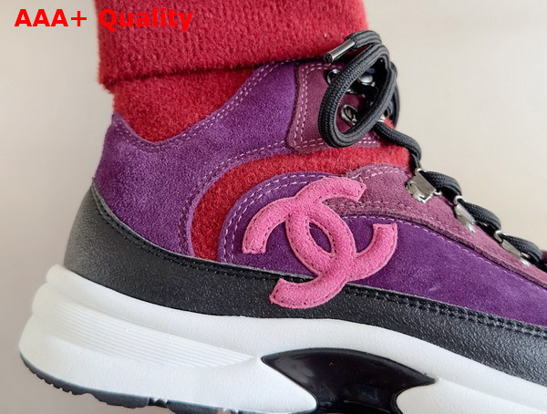 Chanel Sneakers Suede Calfskin and Knit Dark Purple and Burgundy G45204 Replica