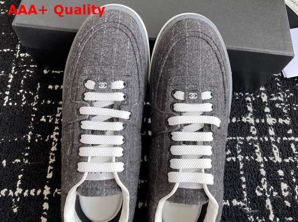 Chanel Sneakers Wool and Mixed Fibers Dark Gray and White G46011 Replica