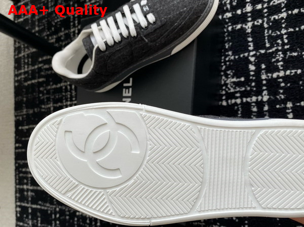 Chanel Sneakers Wool and Mixed Fibers Dark Gray and White G46011 Replica