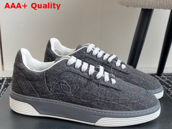 Chanel Sneakers Wool and Mixed Fibers Dark Gray and White G46011 Replica