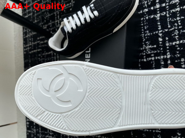 Chanel Sneakers Wool and Mixed Fibers Navy Blue and White G46011 Replica