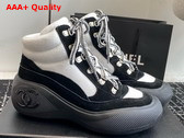 Chanel Sneakers Wool and Suede Calfskin Ivory and Black G45337 Replica