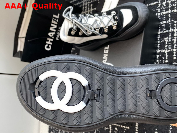 Chanel Sneakers Wool and Suede Calfskin Ivory and Black G45337 Replica