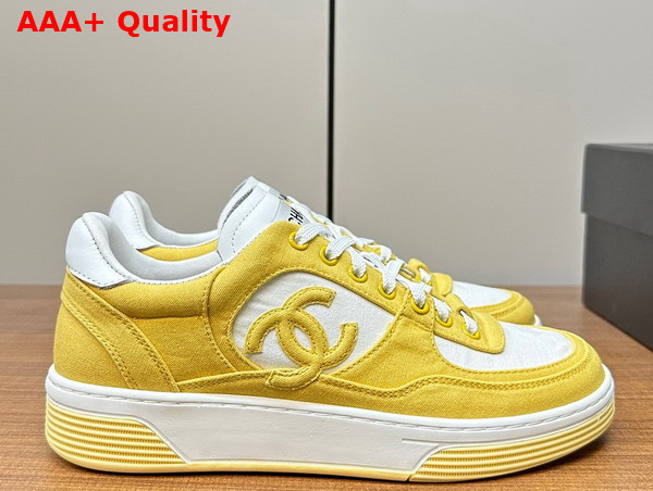 Chanel Sneakers Yellow and White Canvas Replica