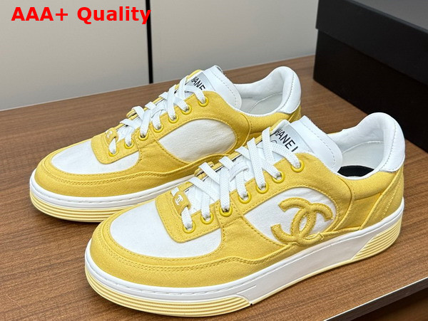 Chanel Sneakers Yellow and White Canvas Replica