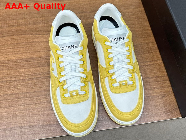 Chanel Sneakers Yellow and White Canvas Replica