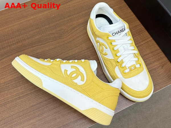 Chanel Sneakers Yellow and White Canvas Replica