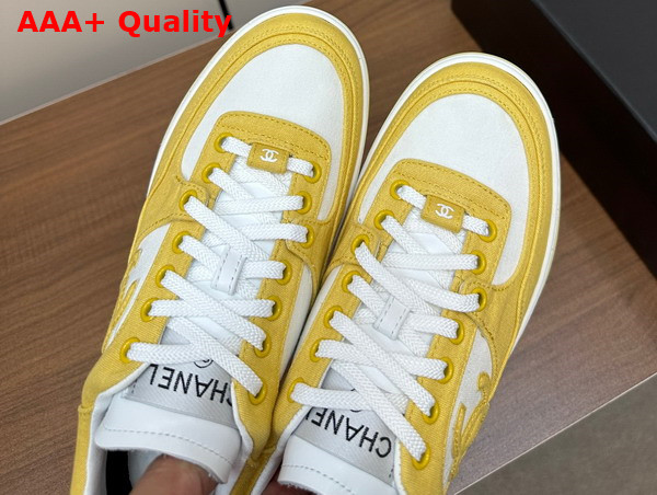 Chanel Sneakers Yellow and White Canvas Replica