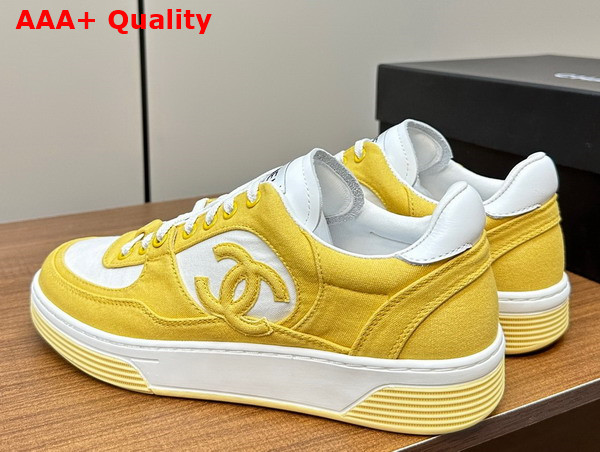 Chanel Sneakers Yellow and White Canvas Replica