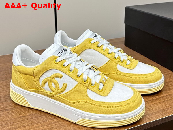 Chanel Sneakers Yellow and White Canvas Replica