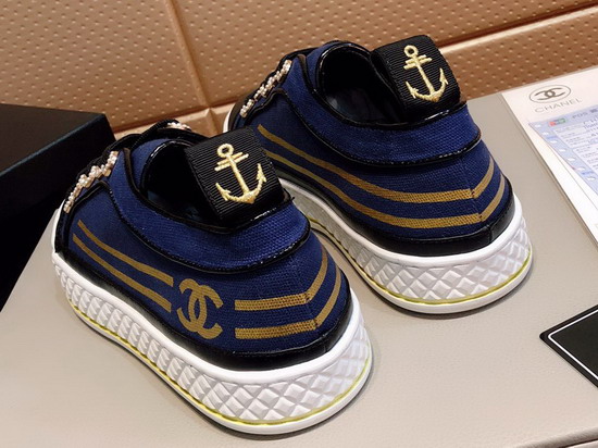 Chanel Sneakers in Blue Fabric and Black Lambskin G34578