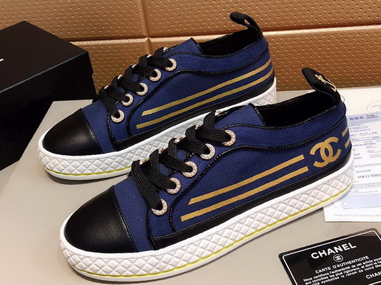 Chanel Sneakers in Blue Fabric and Black Lambskin G34578