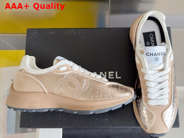 Chanel Sneakers in Gold Calfskin G46252 Replica