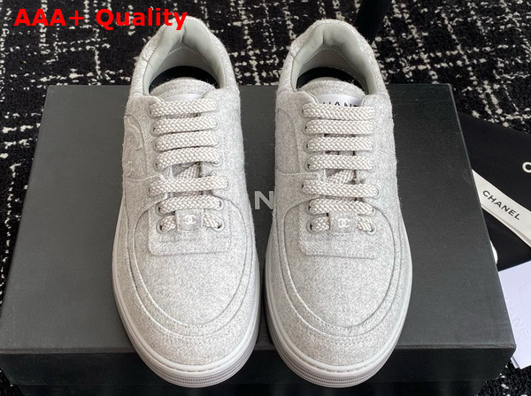 Chanel Sneakers in Light Gray Wool and Mixed Fibers G46011 Replica