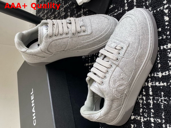 Chanel Sneakers in Light Gray Wool and Mixed Fibers G46011 Replica