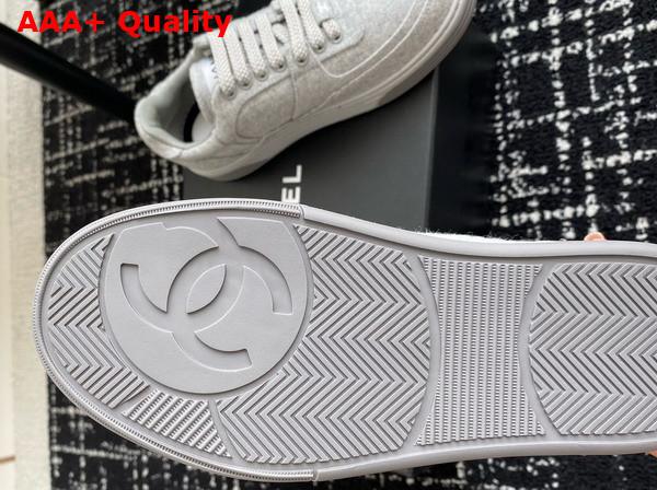 Chanel Sneakers in Light Gray Wool and Mixed Fibers G46011 Replica