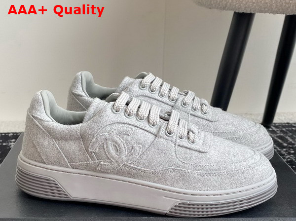 Chanel Sneakers in Light Gray Wool and Mixed Fibers G46011 Replica