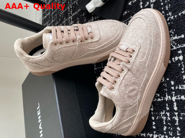 Chanel Sneakers in Light Pink Wool and Mixed Fibers G46011 Replica