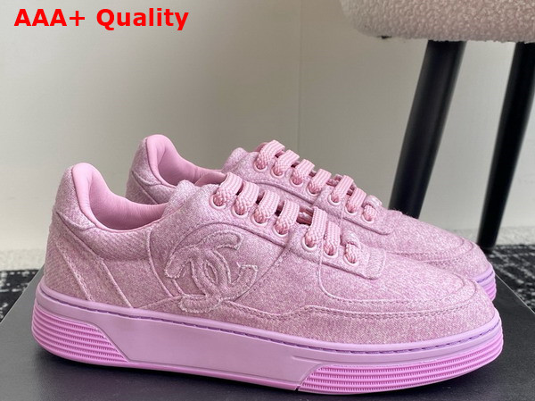 Chanel Sneakers in Light Purple Wool and Mixed Fibers G46011 Replica