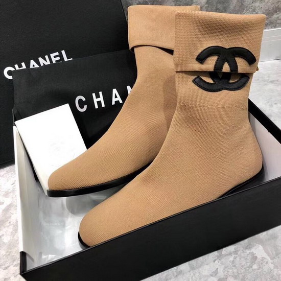 Chanel Sock Boot in Apricot Stretch Textured Knit