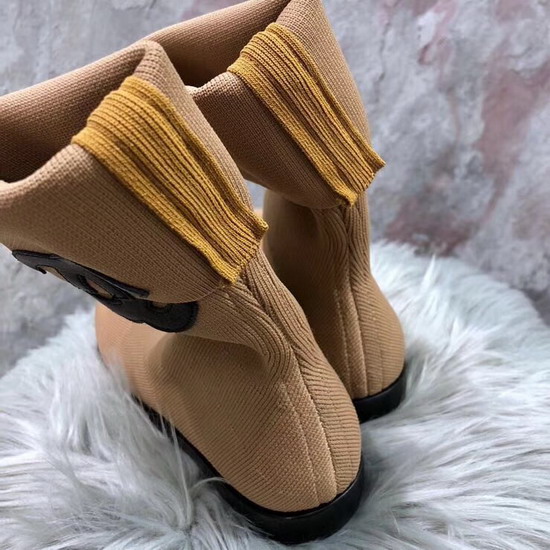 Chanel Sock Boot in Apricot Stretch Textured Knit