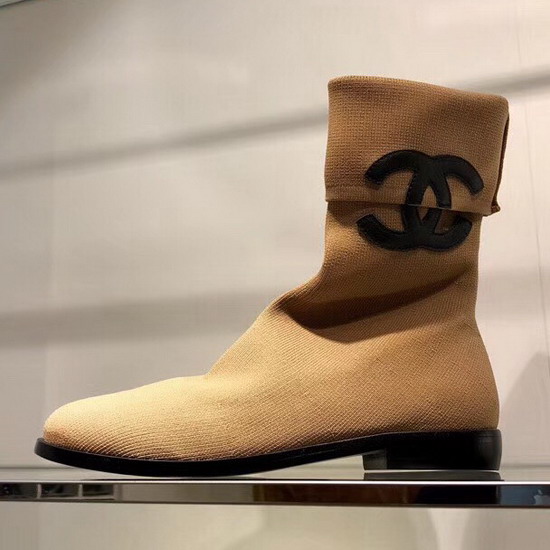 Chanel Sock Boot in Apricot Stretch Textured Knit