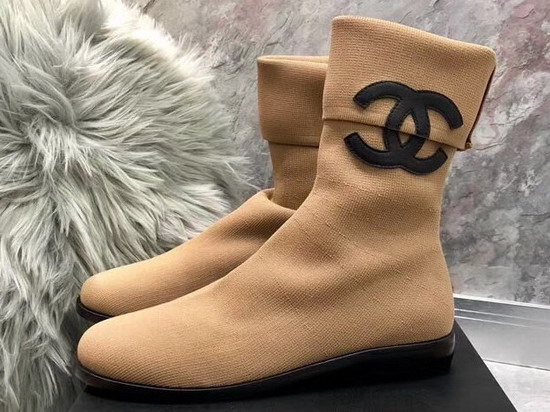 Chanel Sock Boot in Apricot Stretch Textured Knit