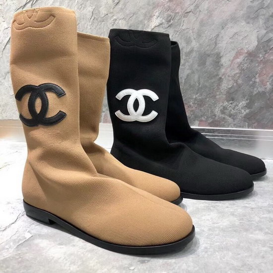 Chanel Sock Boot in Black Stretch Textured Knit