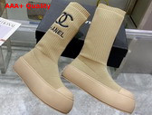 Chanel Sock Boots in Beige Stretch Knit Replica