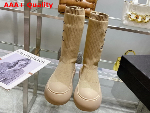 Chanel Sock Boots in Beige Stretch Knit Replica