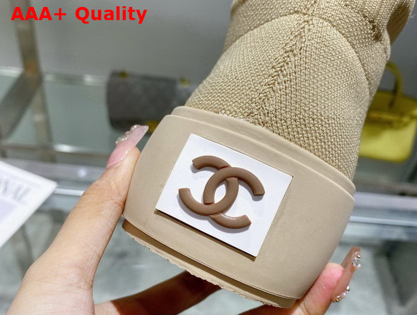 Chanel Sock Boots in Beige Stretch Knit Replica