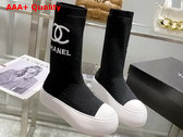 Chanel Sock Boots in Black Stretch Knit Replica