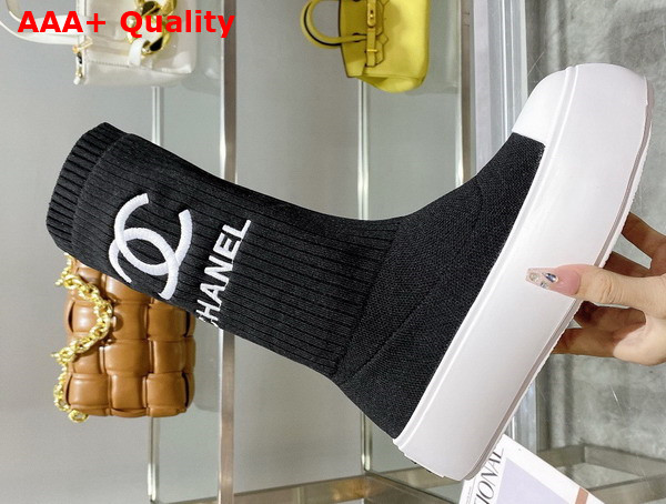 Chanel Sock Boots in Black Stretch Knit Replica