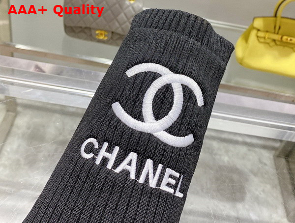 Chanel Sock Boots in Black Stretch Knit Replica