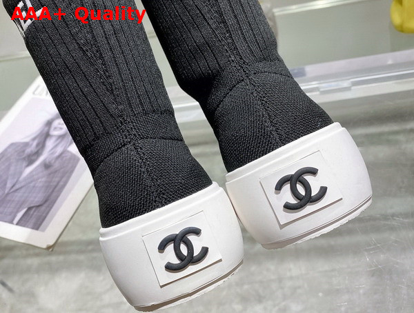 Chanel Sock Boots in Black Stretch Knit Replica