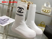 Chanel Sock Boots in White Stretch Knit Replica