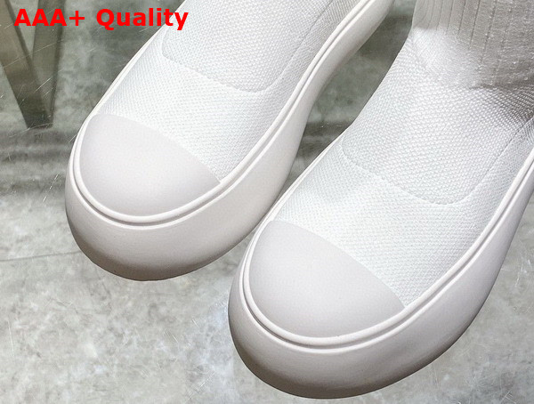 Chanel Sock Boots in White Stretch Knit Replica