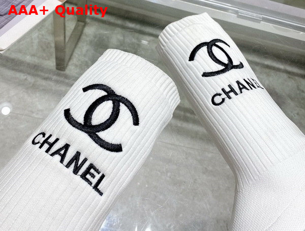 Chanel Sock Boots in White Stretch Knit Replica