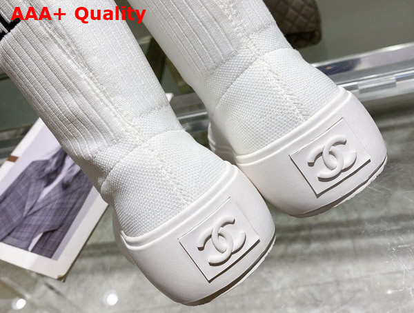 Chanel Sock Boots in White Stretch Knit Replica