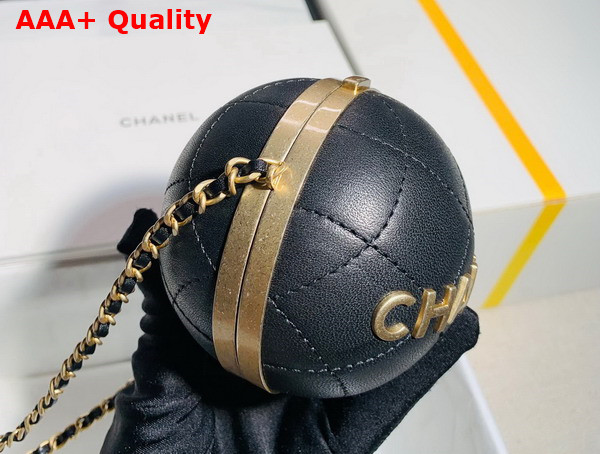 Chanel Sphere Minaudiere Lambskin Gold Tone Metal Black Ref AP2895 Replica