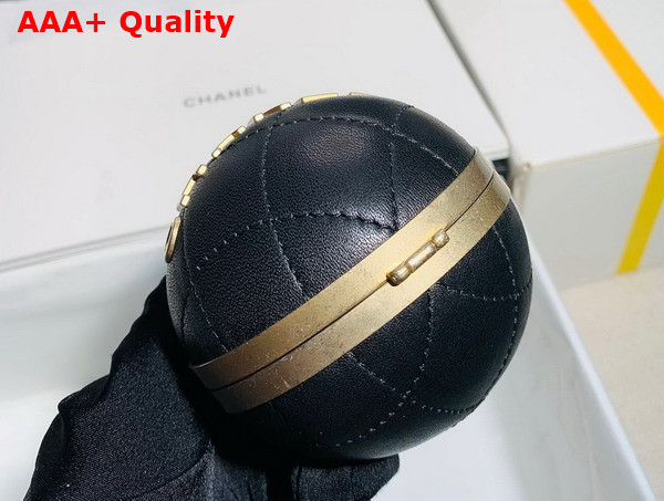 Chanel Sphere Minaudiere Lambskin Gold Tone Metal Black Ref AP2895 Replica