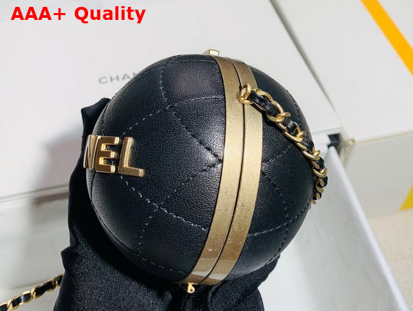 Chanel Sphere Minaudiere Lambskin Gold Tone Metal Black Ref AP2895 Replica