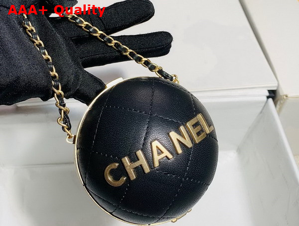 Chanel Sphere Minaudiere Lambskin Gold Tone Metal Black Ref AP2895 Replica