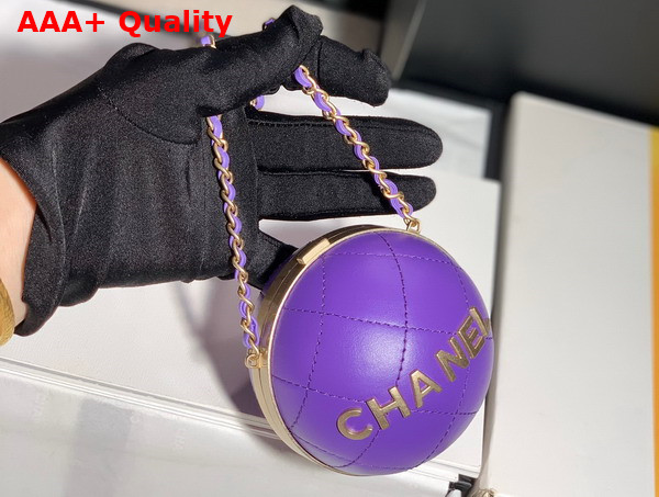 Chanel Sphere Minaudiere Lambskin Gold Tone Metal Purple Ref AP2895 Replica