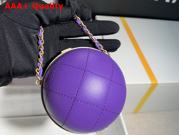 Chanel Sphere Minaudiere Lambskin Gold Tone Metal Purple Ref AP2895 Replica