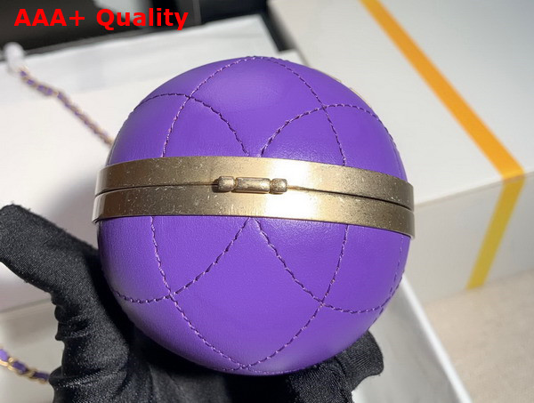 Chanel Sphere Minaudiere Lambskin Gold Tone Metal Purple Ref AP2895 Replica