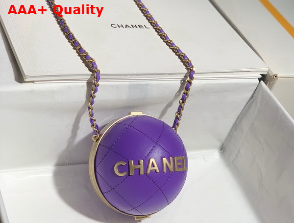 Chanel Sphere Minaudiere Lambskin Gold Tone Metal Purple Ref AP2895 Replica