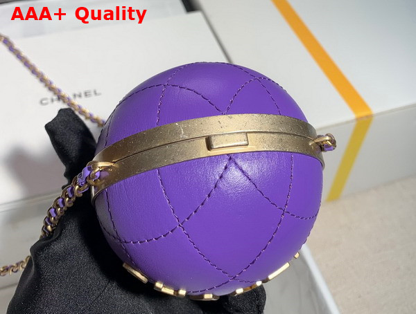 Chanel Sphere Minaudiere Lambskin Gold Tone Metal Purple Ref AP2895 Replica