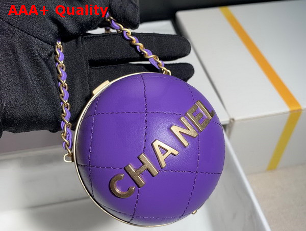 Chanel Sphere Minaudiere Lambskin Gold Tone Metal Purple Ref AP2895 Replica